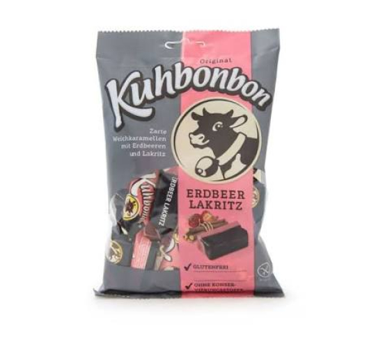 Kuhbonbon Weichkaramell mit Erdbeere & Lakritz glutenfrei